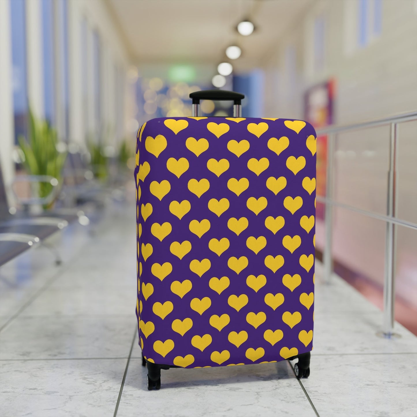 Purple and Gold Heart Luggage Cover - L.W. Unlimited Custom Design Space