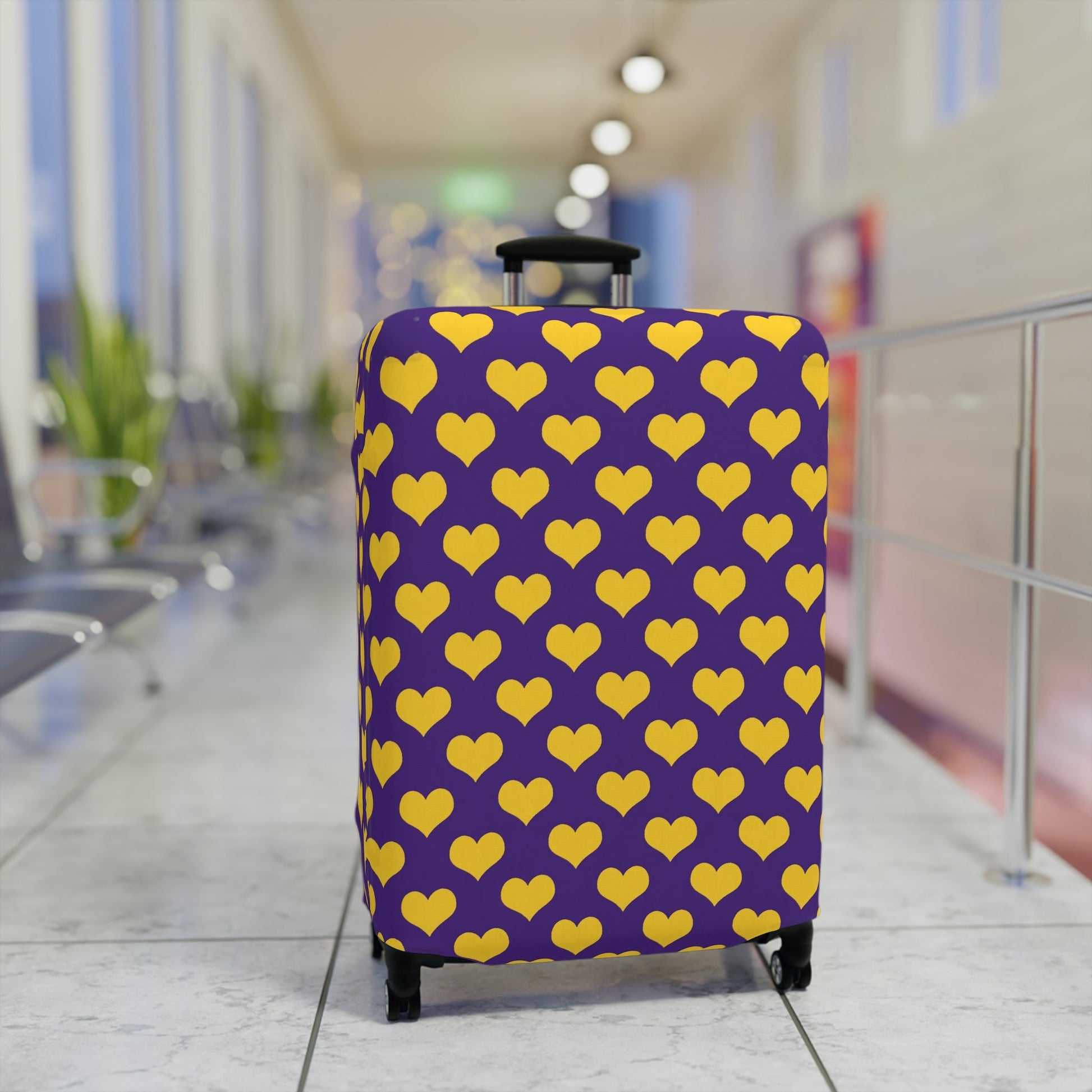 Purple and Gold Heart Luggage Cover - L.W. Unlimited Custom Design Space