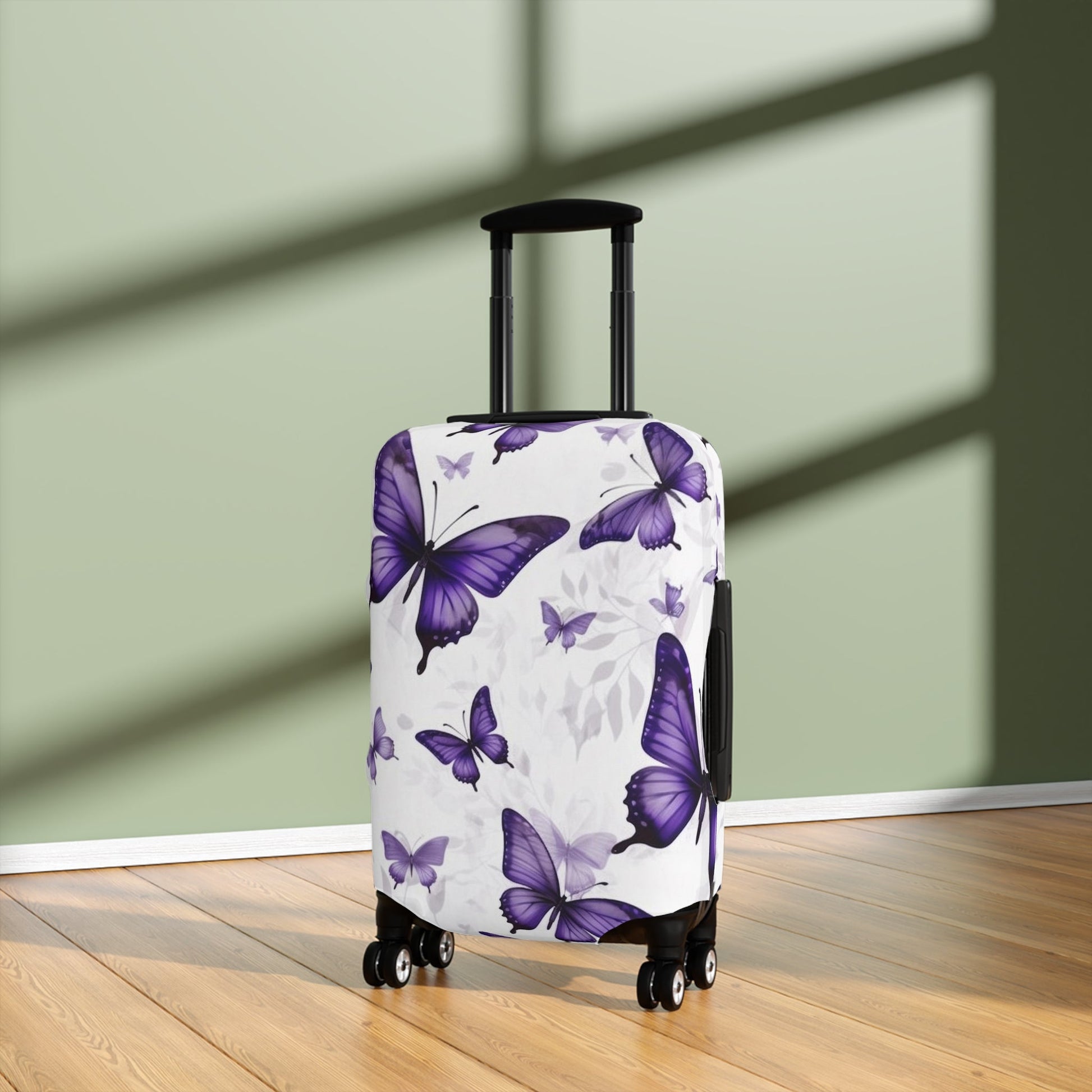 Purple Butterfly Luggage Cover (Carry On) - L.W. Unlimited Custom Design Space