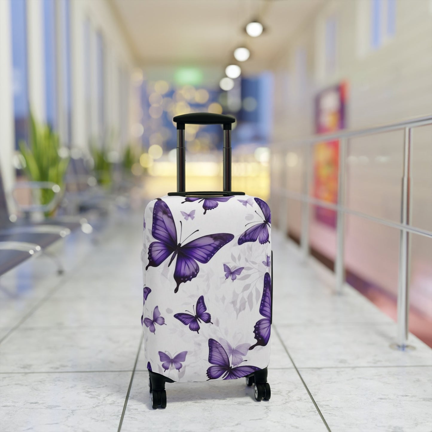 Purple Butterfly Luggage Cover (Carry On) - L.W. Unlimited Custom Design Space