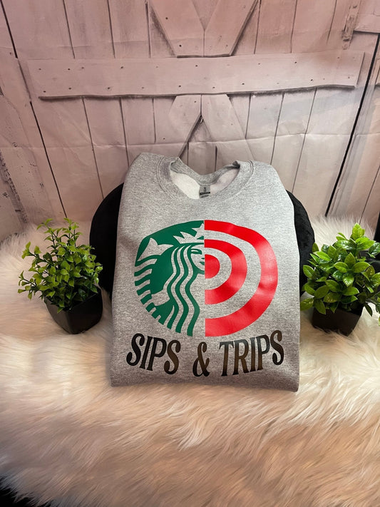 Sips & Trips Crew Neck and Tees - L.W. Unlimited Custom Design Space